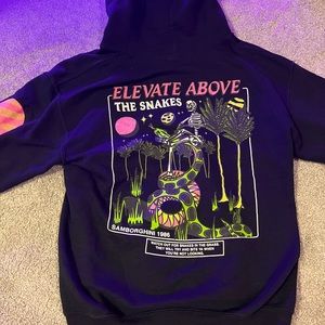 Sanborghini skull design black gildan hoodie.